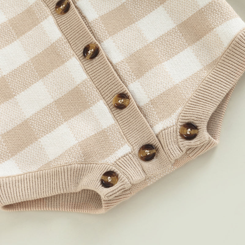 Toddler Baby Sweater Romper with Plaid Print (0-24M)