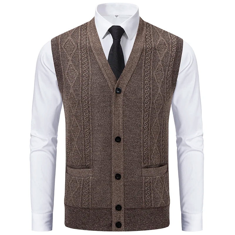 Men's Slim Fit Knit Vest - V-Neck Sleeveless Waistcoat Smart Casual