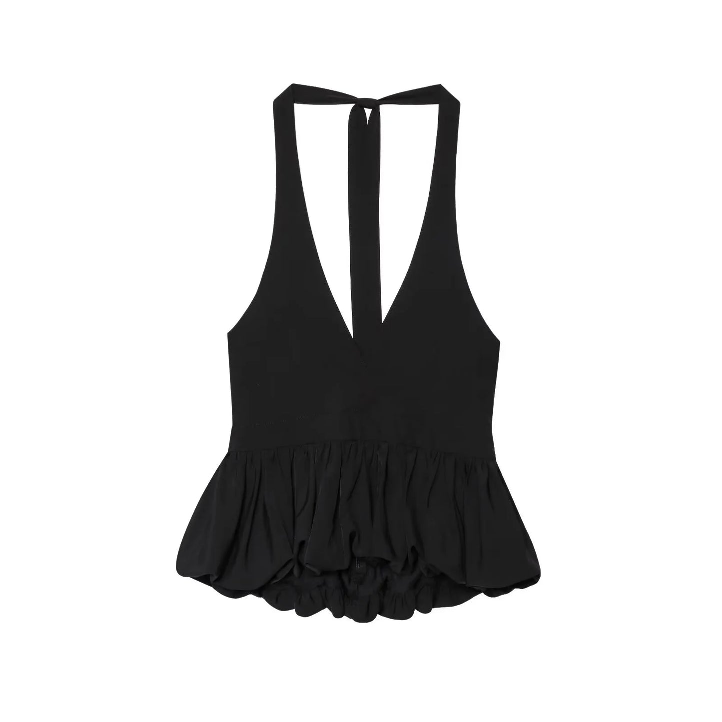 Women's Neck Hanging Design Sleeveless Spring And Summer Short Polka Dot Back Skirt Camisole Vest Top