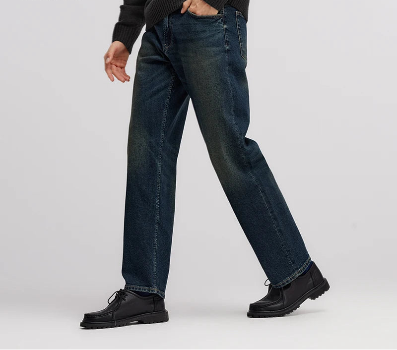 Vintage Loose Fit Jacquard Straight Leg Jeans - Men's Fashion Denim