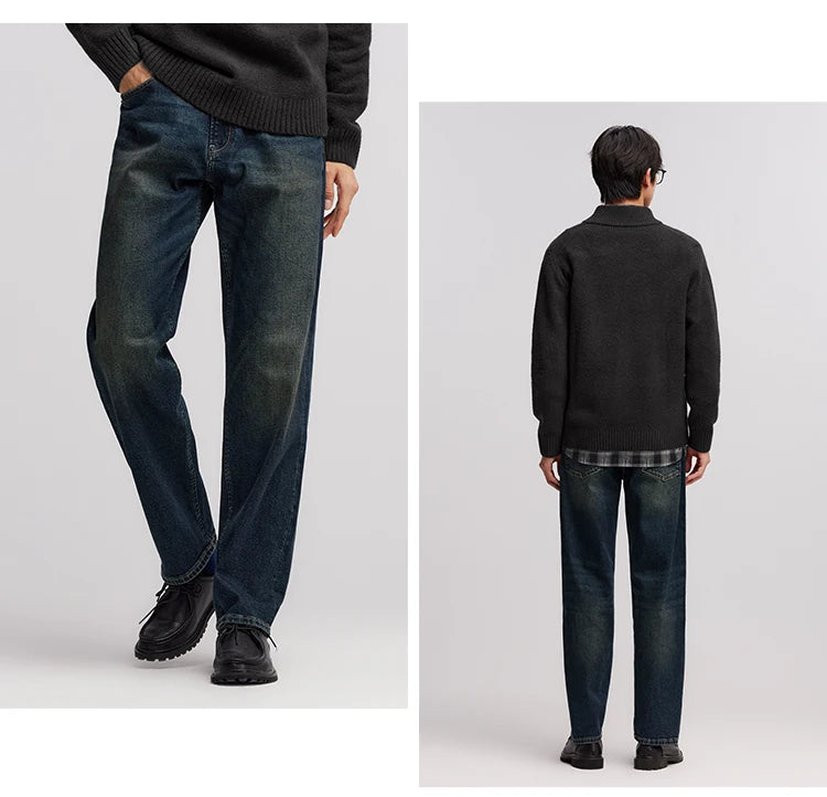 Vintage Loose Fit Jacquard Straight Leg Jeans - Men's Fashion Denim