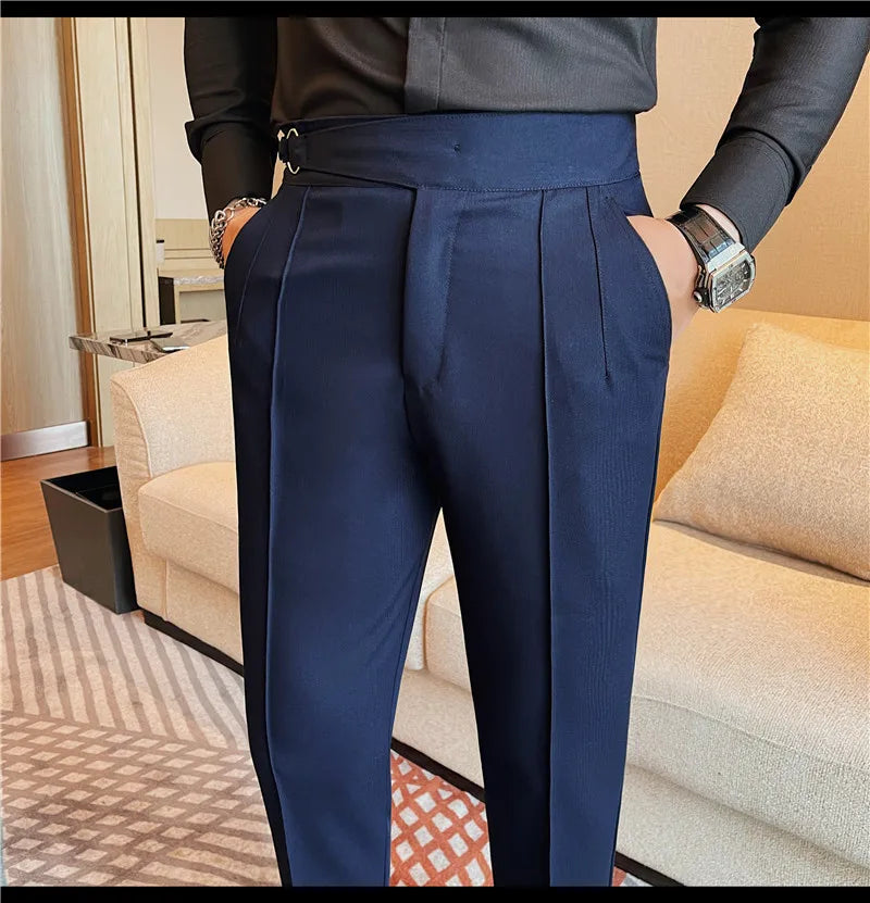 Men's British Style Slim Fit Smart Casual Trousers