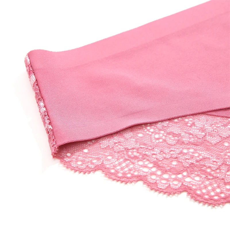 Women's 2Pcs Seamless Stretch Underwear Lace Floral Panties Recycled Materials Breathable Briefs Low Waist Comfort Lingerie