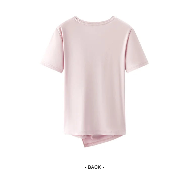 Women's Cropped Cotton T-Shirt - Split Hem Relaxed Fit Summer Top