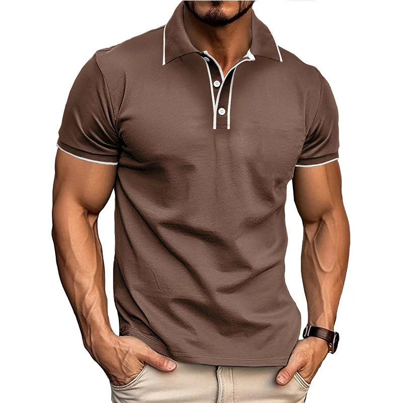 Men's Summer Smart Casual Turn Down Collar Short Sleeve Polo Shirt
