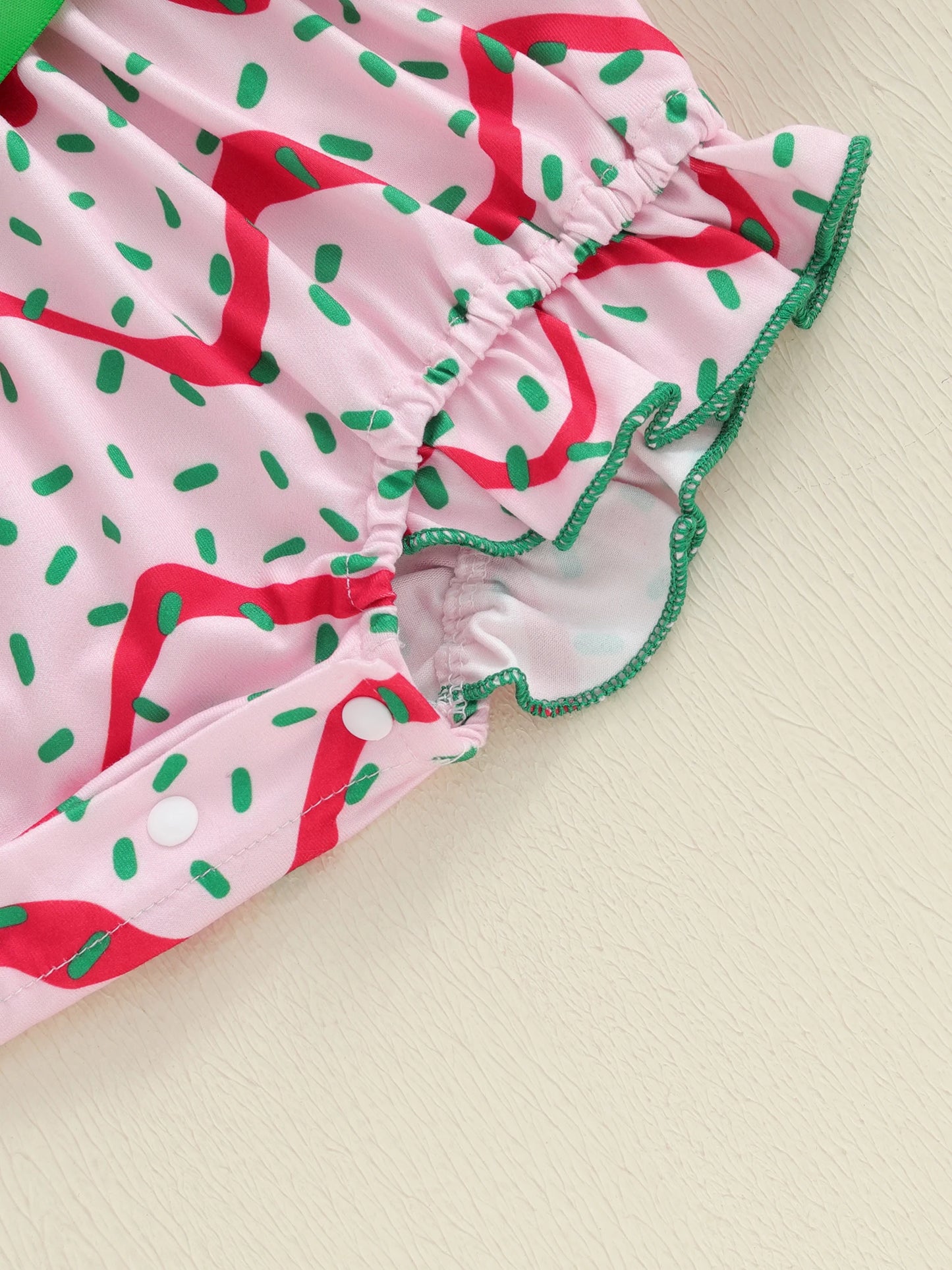 Baby Girls Christmas Romper Set - Letter Embroidery with Bow Headband