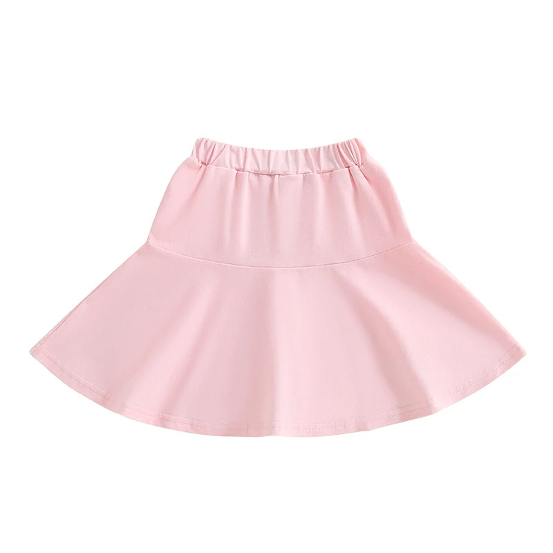 Girls' Ruffled A-Line Skirt - Solid Colour Elastic Waist Mini Skirt