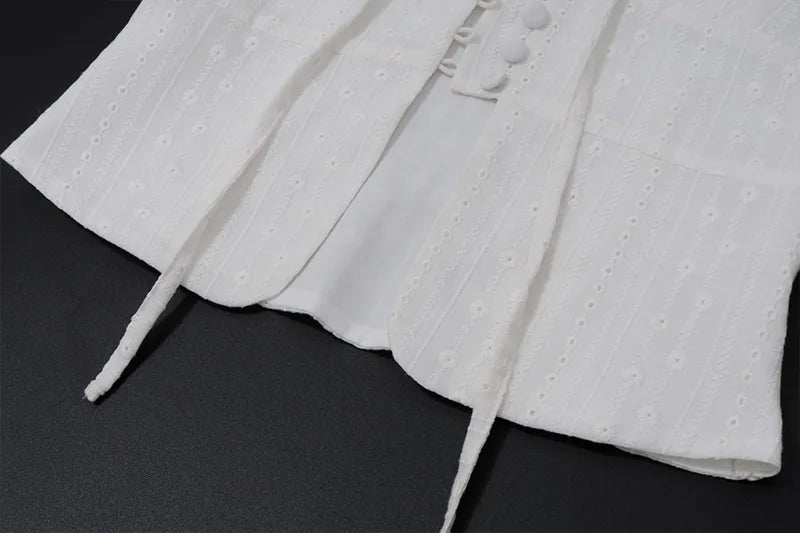 Women's Summer Tie Front Tops Button White Cut Out Sleeveless Cropped Top