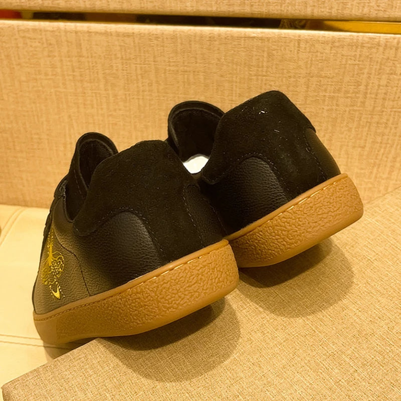 Men's Autumn Leather Casual Shoes - Soft Lace-Up Running Sneakers