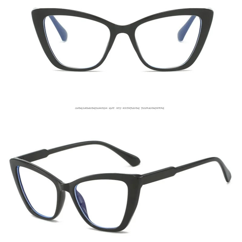Women's Cat Eye Anti-Blue Light Glasses - Retro Flat Lens Prescription Compatible