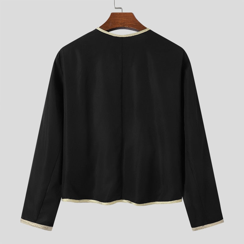 Men Round Neck Long Sleeve Vintage Jacket S-5XL