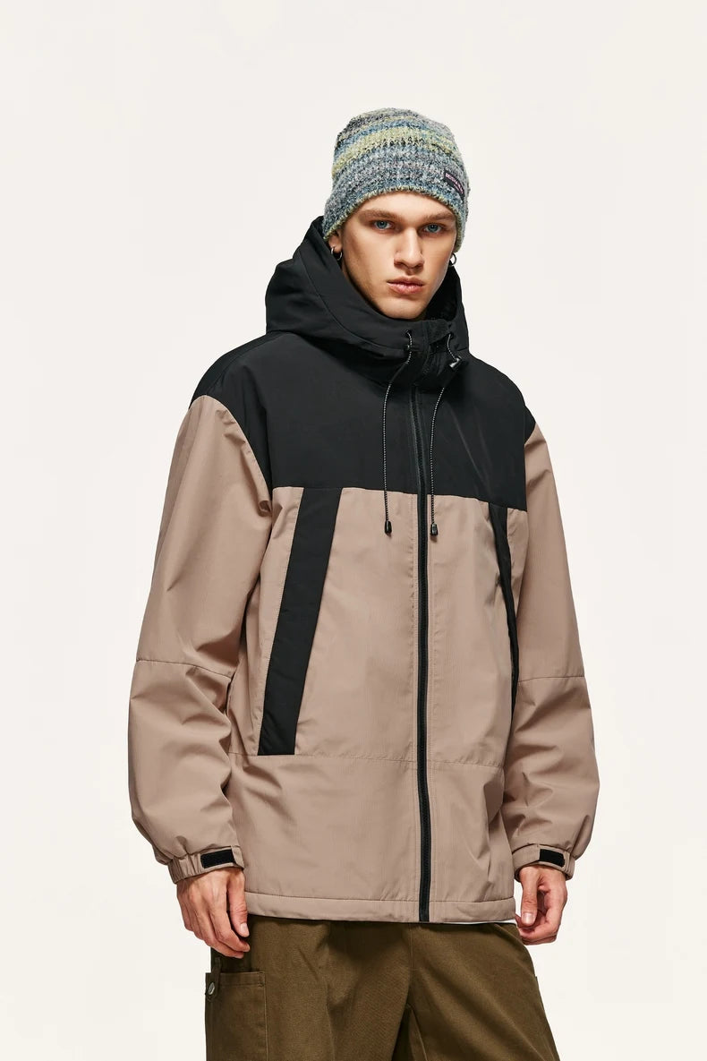 Unisex Winter Arctic Velvet Inner Parkas  High Neck Windproof Cotton Padded Hooded Jacket Outdoor Coat