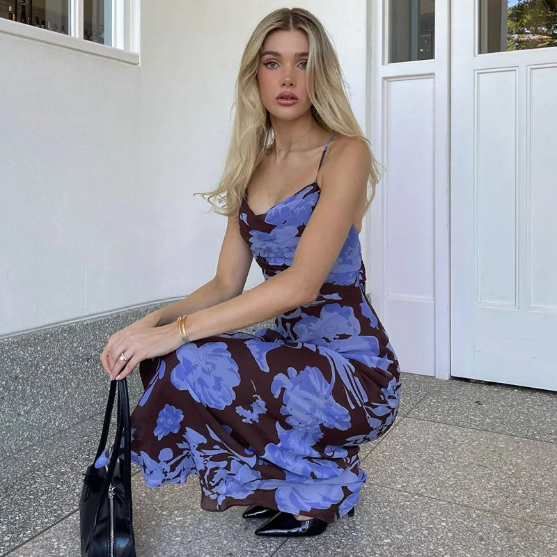 Mesh Maxi Dress - Backless Party Dress for Women