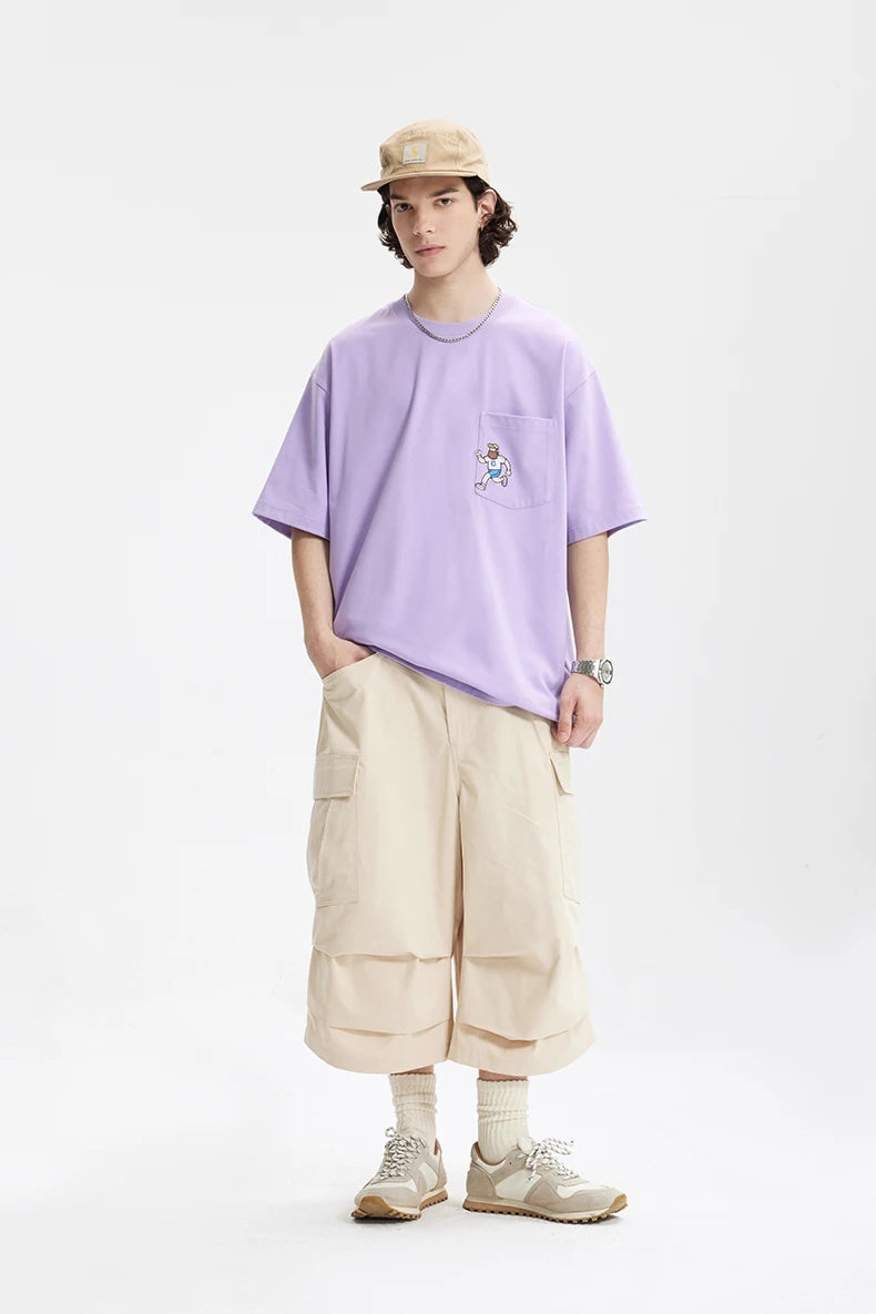 Unisex Sports Embroidered Pocket Tech Fabric Cool Touch Quick-Dry Short Sleeve T-Shirt