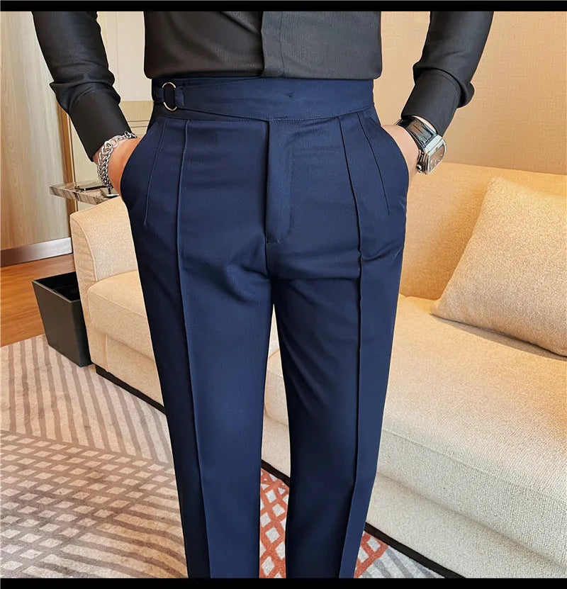 Men's British Style Slim Fit Smart Casual Trousers