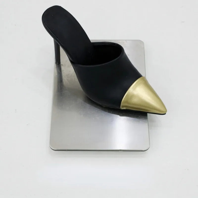 Women's Matte Leather Slipper High Heels
