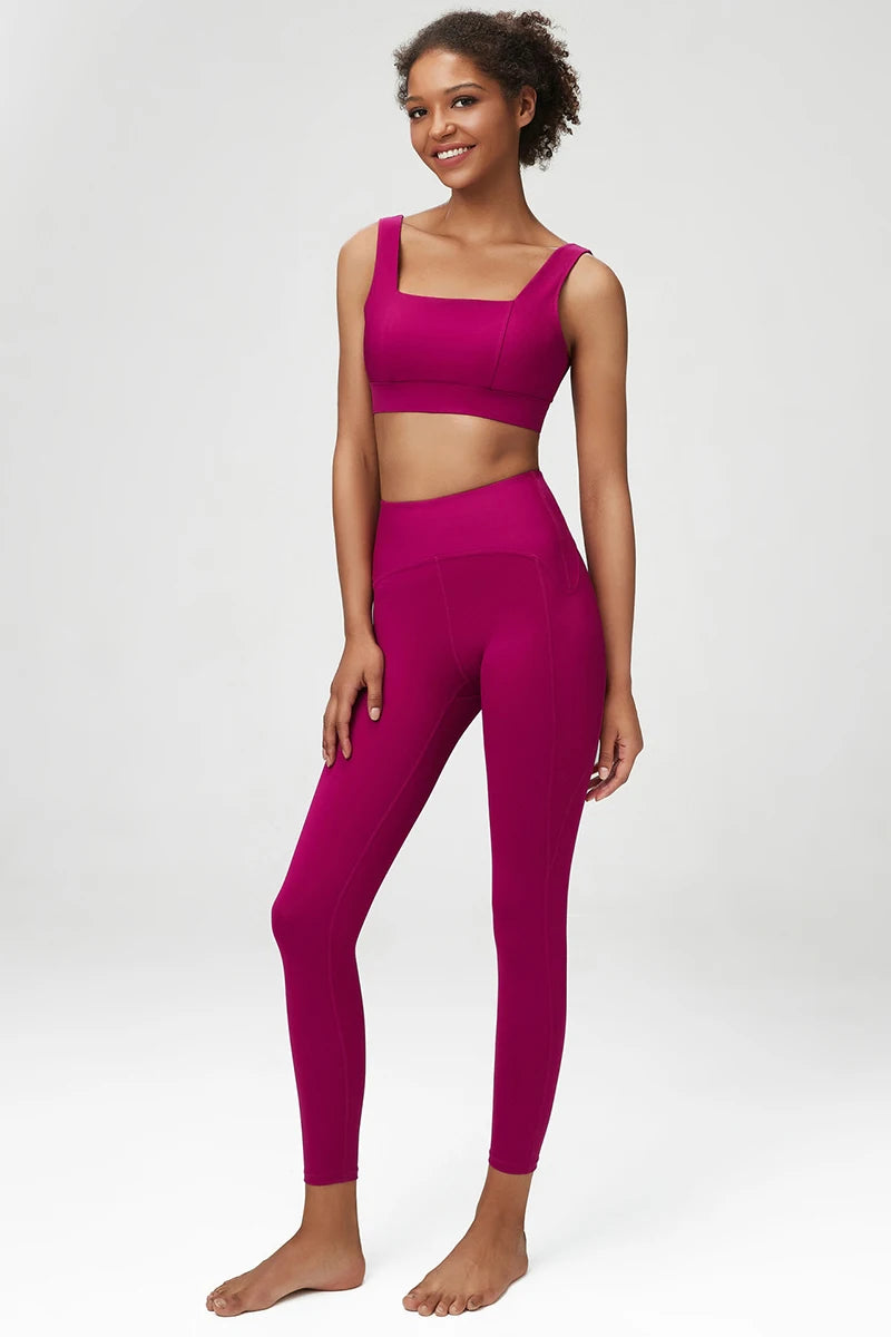 Women's 2 Pieces Fitness Yoga Set - Stretchy Sports Gym Sports Bra and High Waist Workout Leggings
