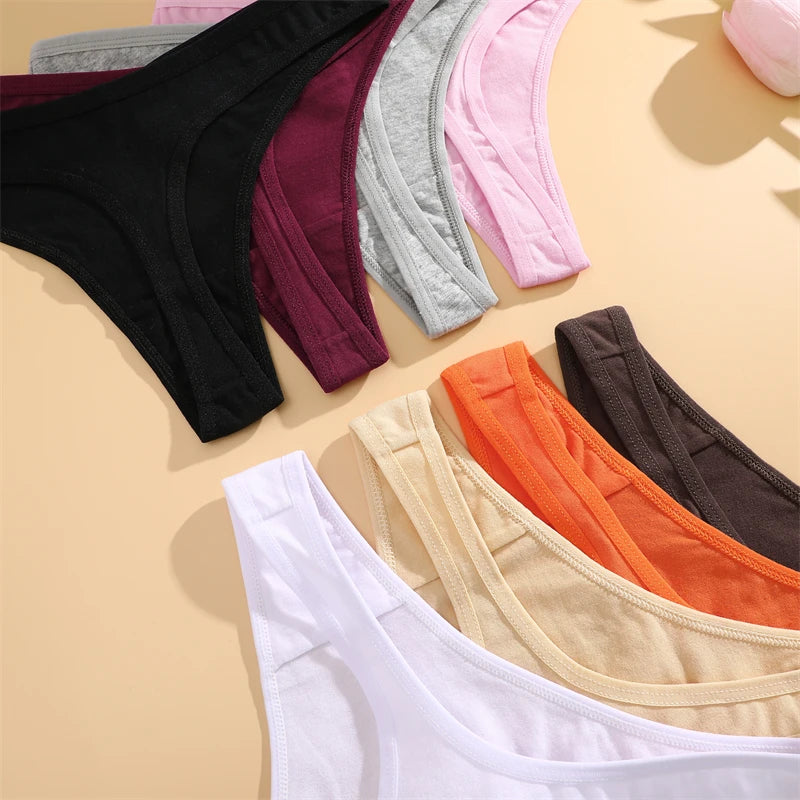 3Pcs Cotton Thongs Pantie Low Waist Comfortable Underwear Breathable G-string Soft Lingerie