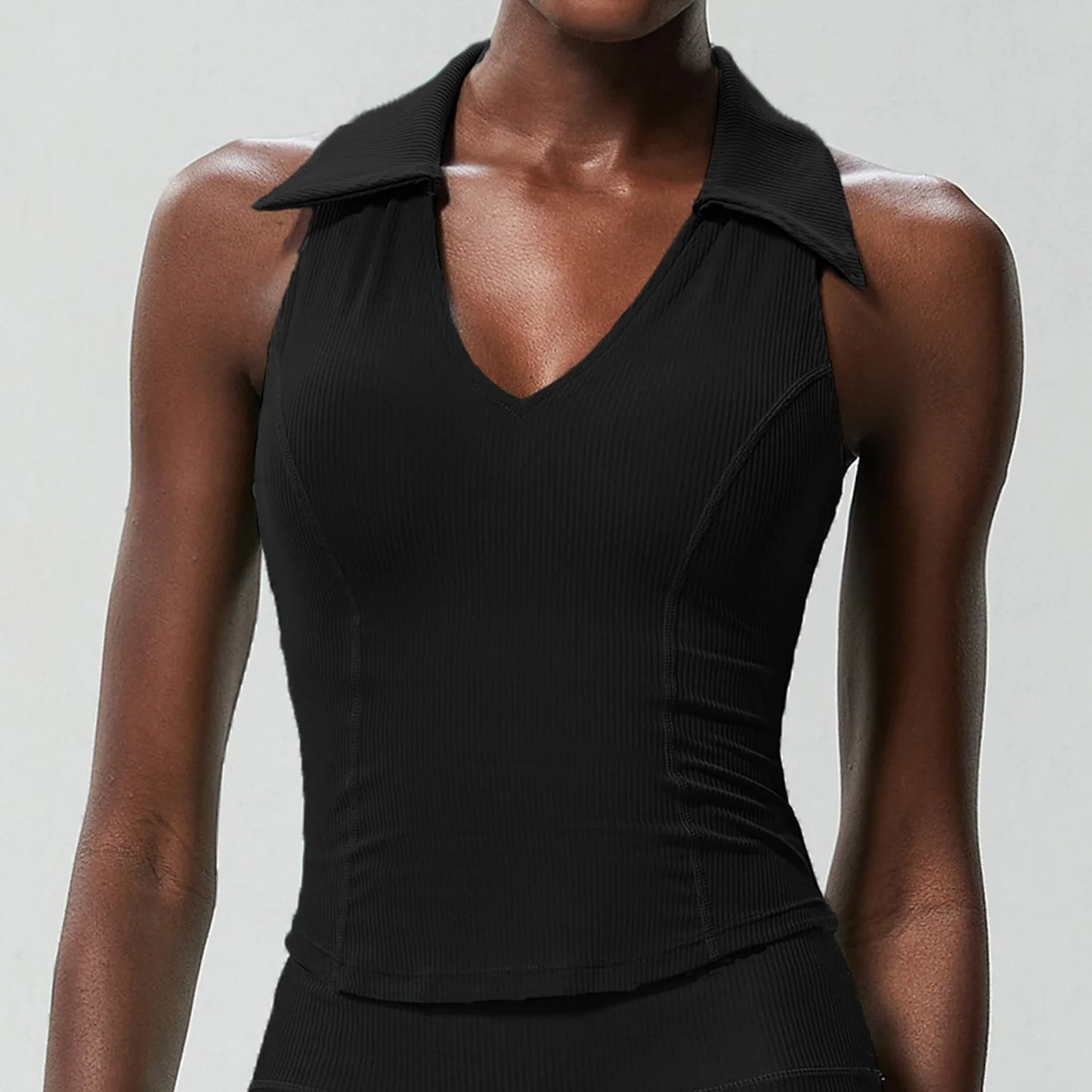 Women's Sleeveless Fitness Yoga Summer Slim Fit V-Neckline Gym Running Top Breathable Quick Dry Sportswear Workout Top