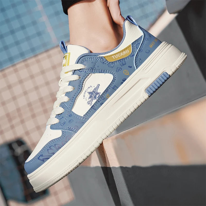 Men's Casual Versatile Platform Skateboard Lace Up Sneakers
