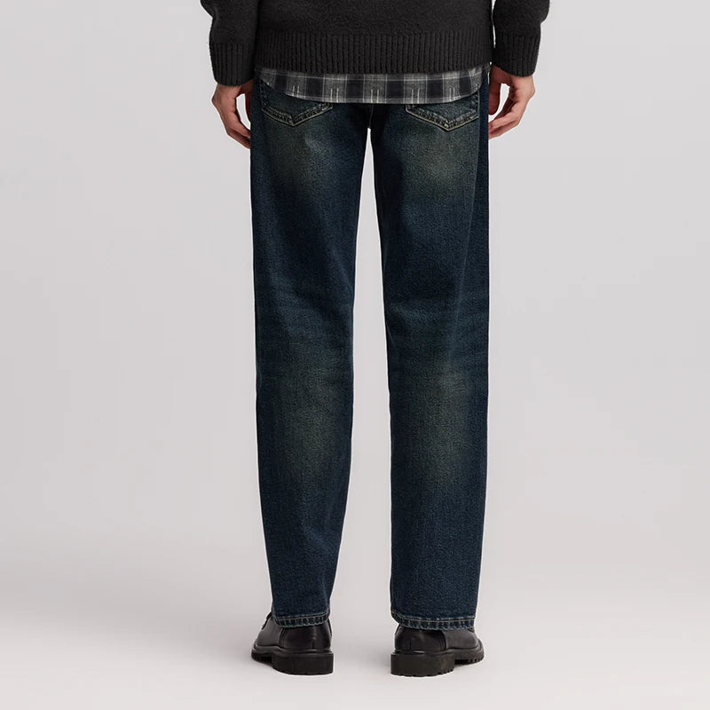 Vintage Loose Fit Jacquard Straight Leg Jeans - Men's Fashion Denim