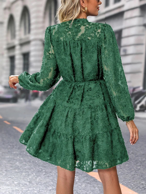 Autumn Winter Fashion - Elegant V-neck Chiffon Dress