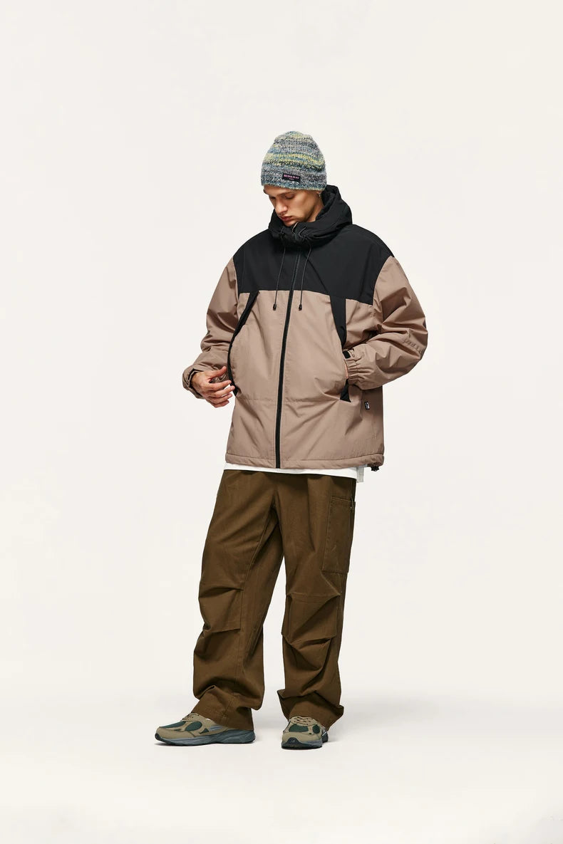 Unisex Winter Arctic Velvet Inner Parkas  High Neck Windproof Cotton Padded Hooded Jacket Outdoor Coat