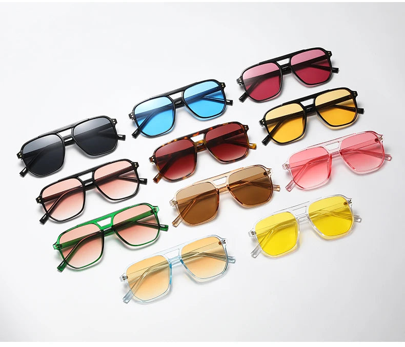 Classic Square Sunglasses - 5 Pack UV Protection Oversized Fashion Eyewear