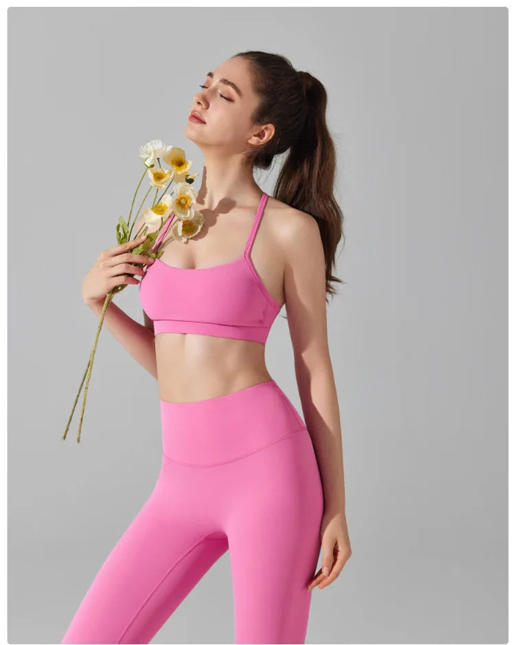 Women's Fitness Yoga Bra Buttery Soft Gym Crop Top Back Breathable Workout Top Sports Vest