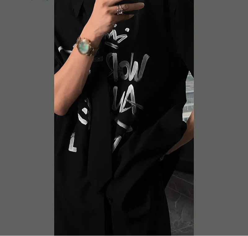 Men's Graffiti Printed Design Short Sleeved Shirt