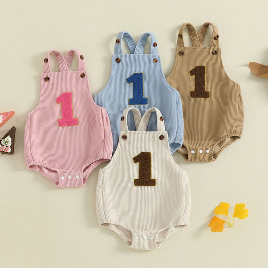 Baby Birthday Romper - Number Print Sleeveless Jumpsuit for Boys & Girls (0-18M)