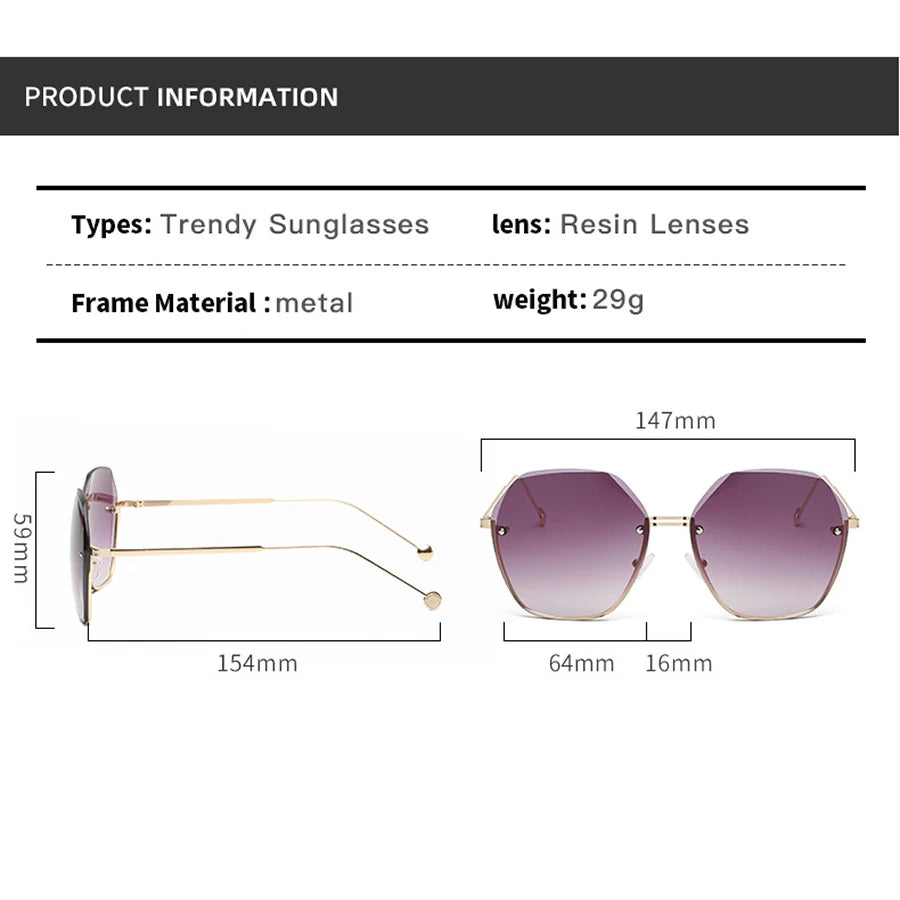 Women's Polygonal Metal Sunglasses - Retro Driving Eyewear