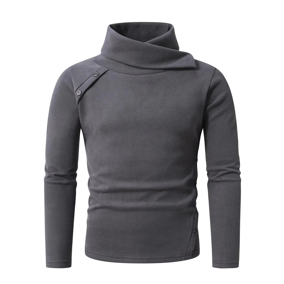 Men's England Style Turtleneck Sweater - Warm Solid Colour Knit Pullover for Autumn Winter