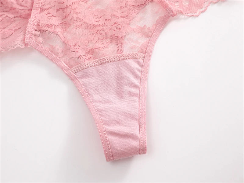 3Pcs Women's Lace Hollow Out Underwear Floral Print Panties Low-Waist Thong Breathable G-string Lingerie