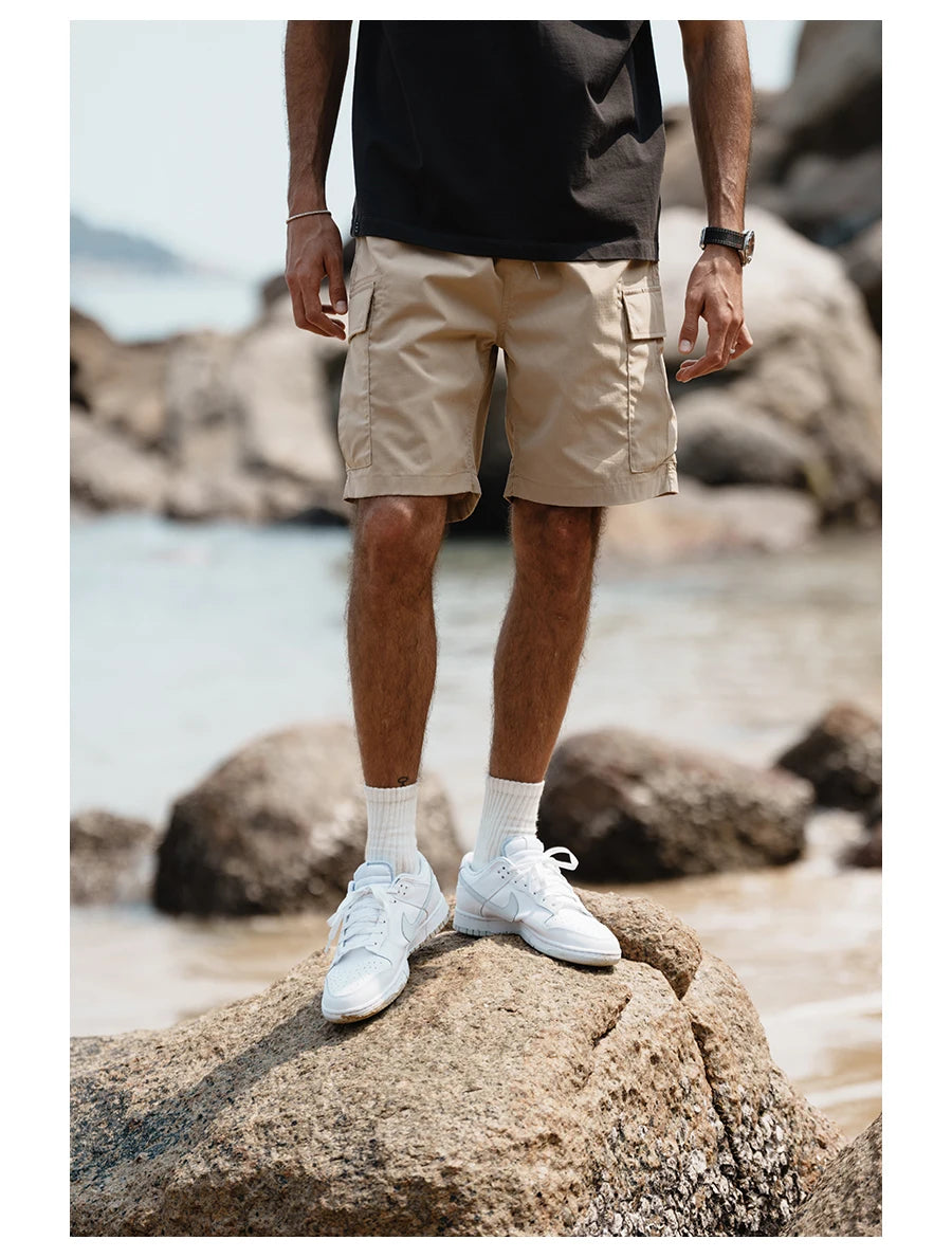 Men's Oversize Lightweight 190g Quick Dry Fabric Cargo Drawstring Shorts