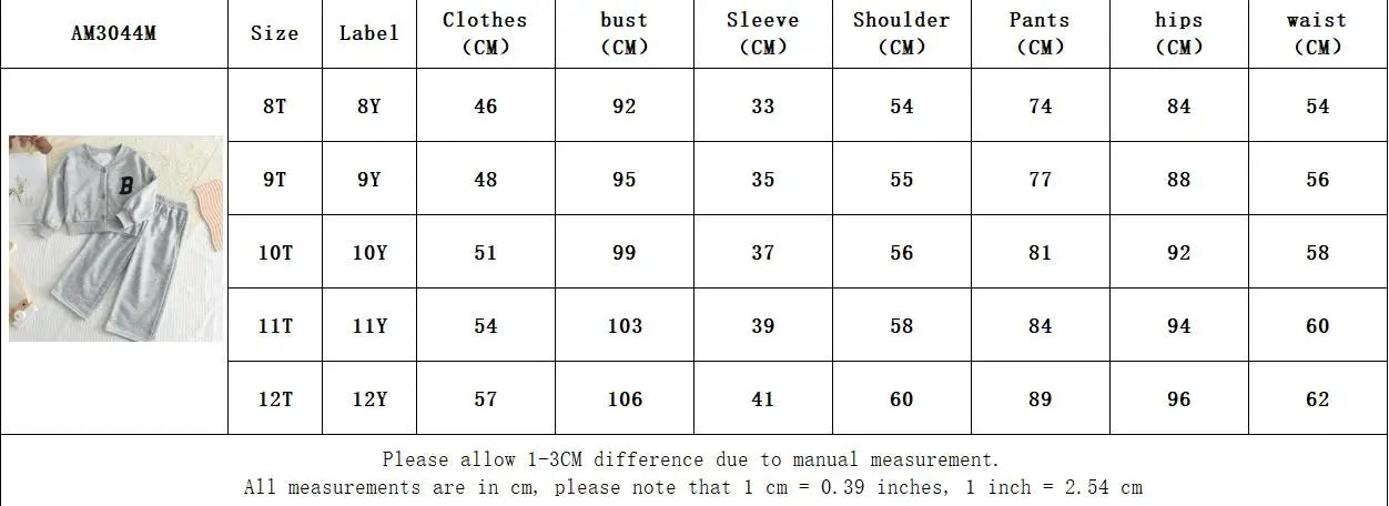 8-12 Year Old Girl's Clothes Long Sleeved Letter V-neck Cardigan and Pants 2 piece Set