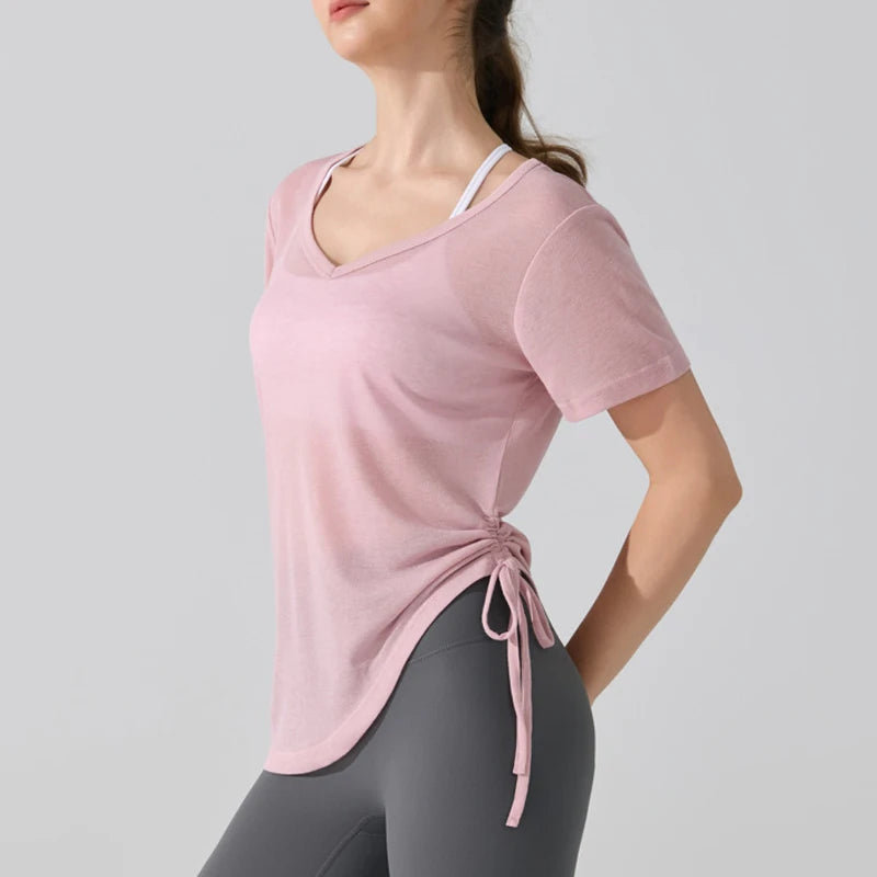 Women's Short Sleeve Yoga T-Shirt - Breathable Quick Dry Workout Top