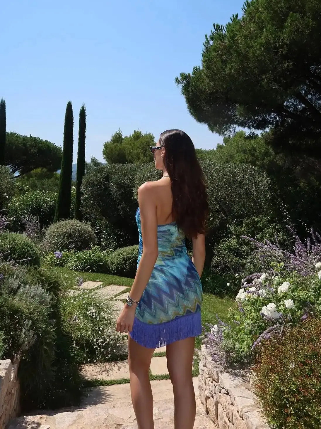 Women's Tassel One Shoulder Cut-Out Maxi Dress - Beach Cover Up & Evening Wear