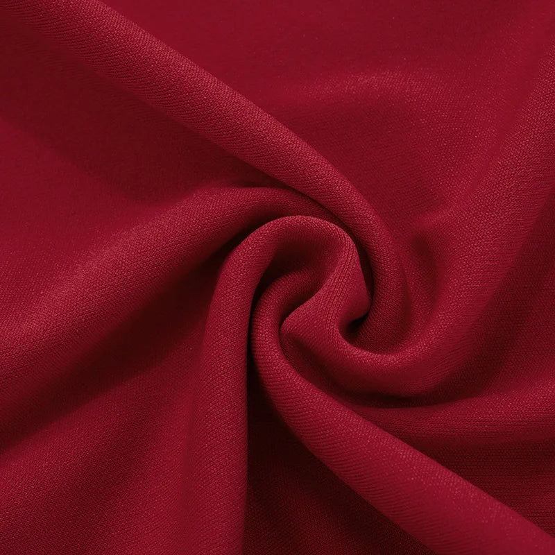 Women's Ruffled Strapless Mini Dress - Red Backless Bodycon with Neck Scarf