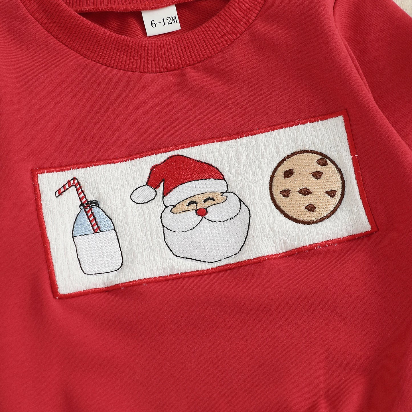 Baby Christmas Outfit Set - Santa Claus Candy Print Crew Neck Top & Pants
