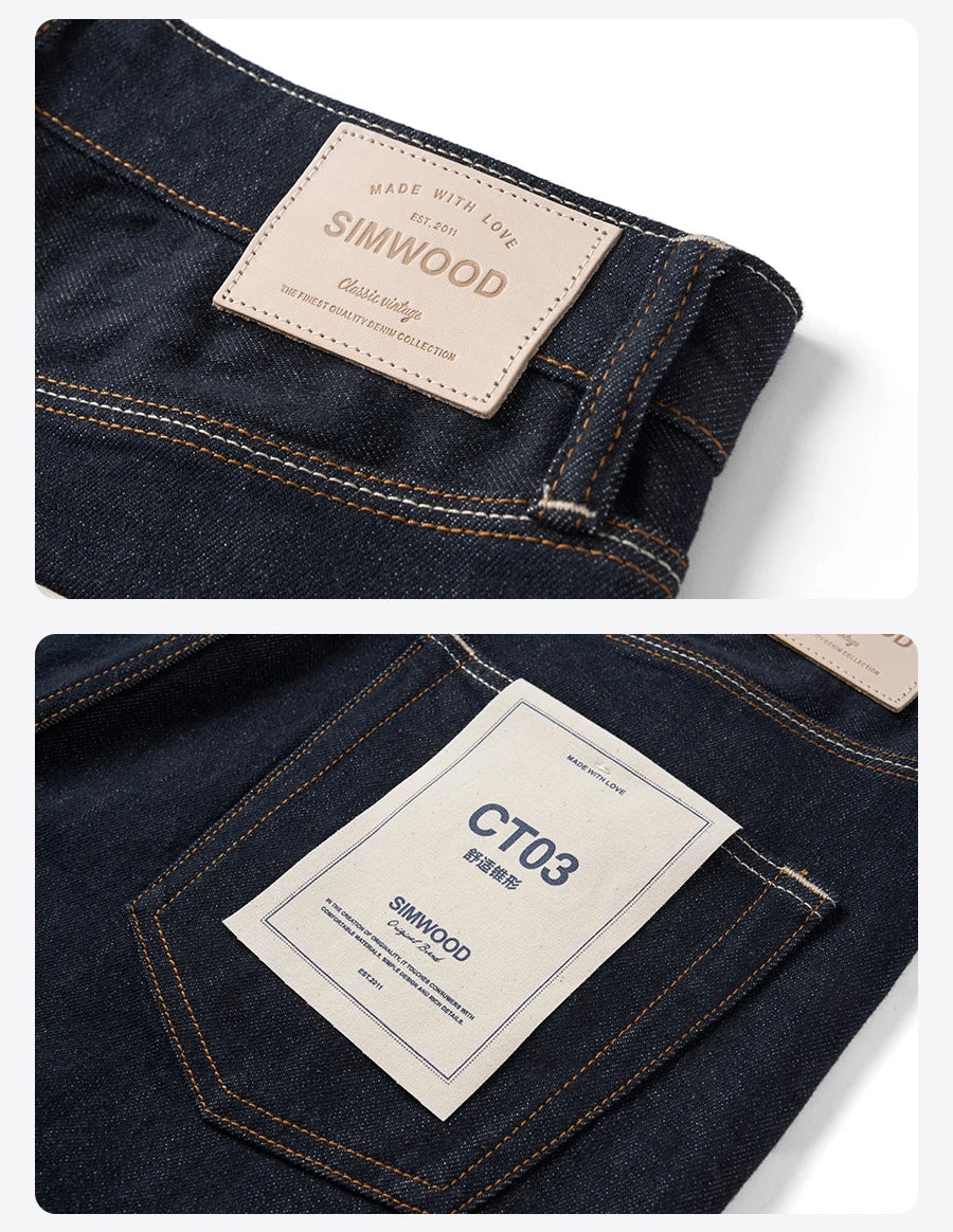 Men's Comfortable Tapered Jeans - Colourfast Washed Denim