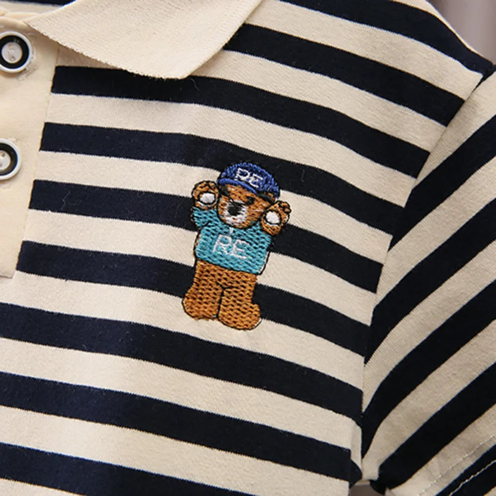 Boy's Stripes Polo T-shirt and Pants 2 Pieces Set 1-5Yr Old