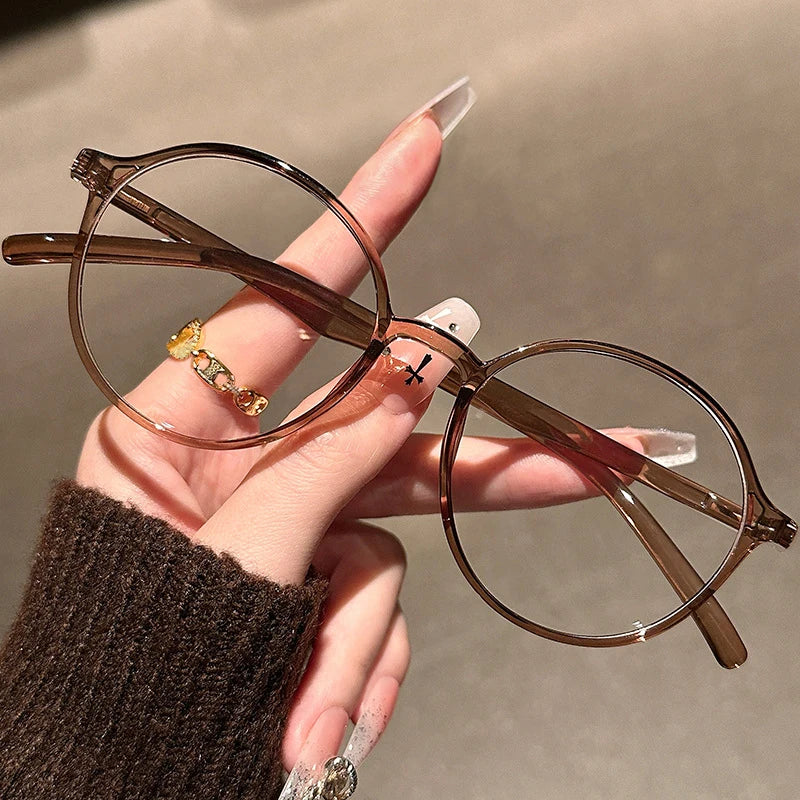 Unisex Vintage Round Transparent Glasses Optical Frames Blue Light Blocking Eyewear