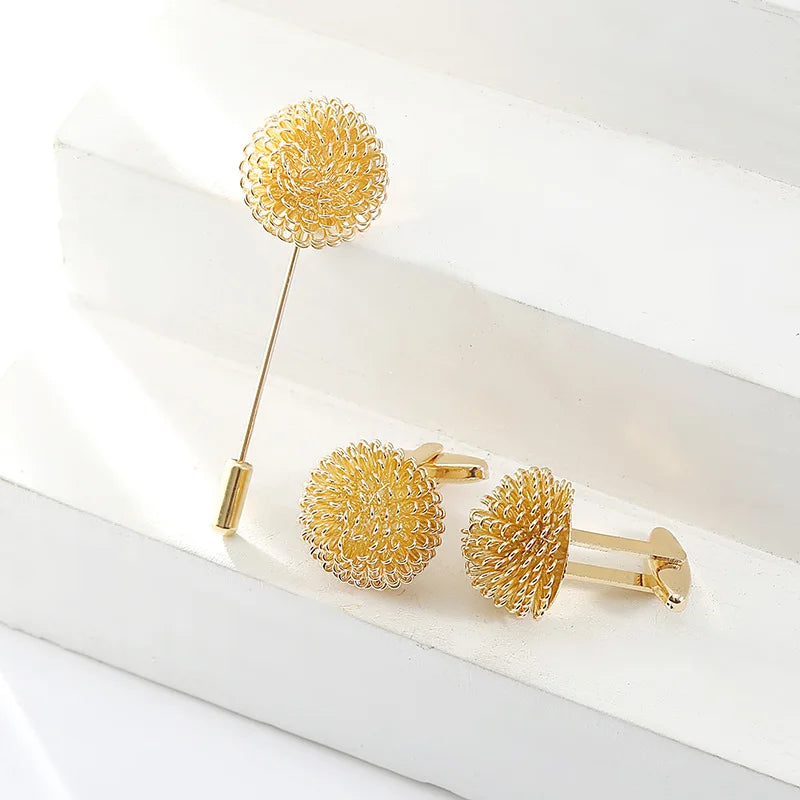 Premium Flower Cufflinks for Men - Round Wedding Shirt Accessories