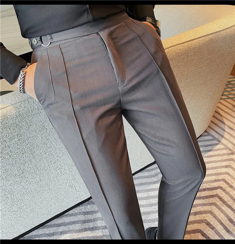 Men's British Style Slim Fit Smart Casual Trousers