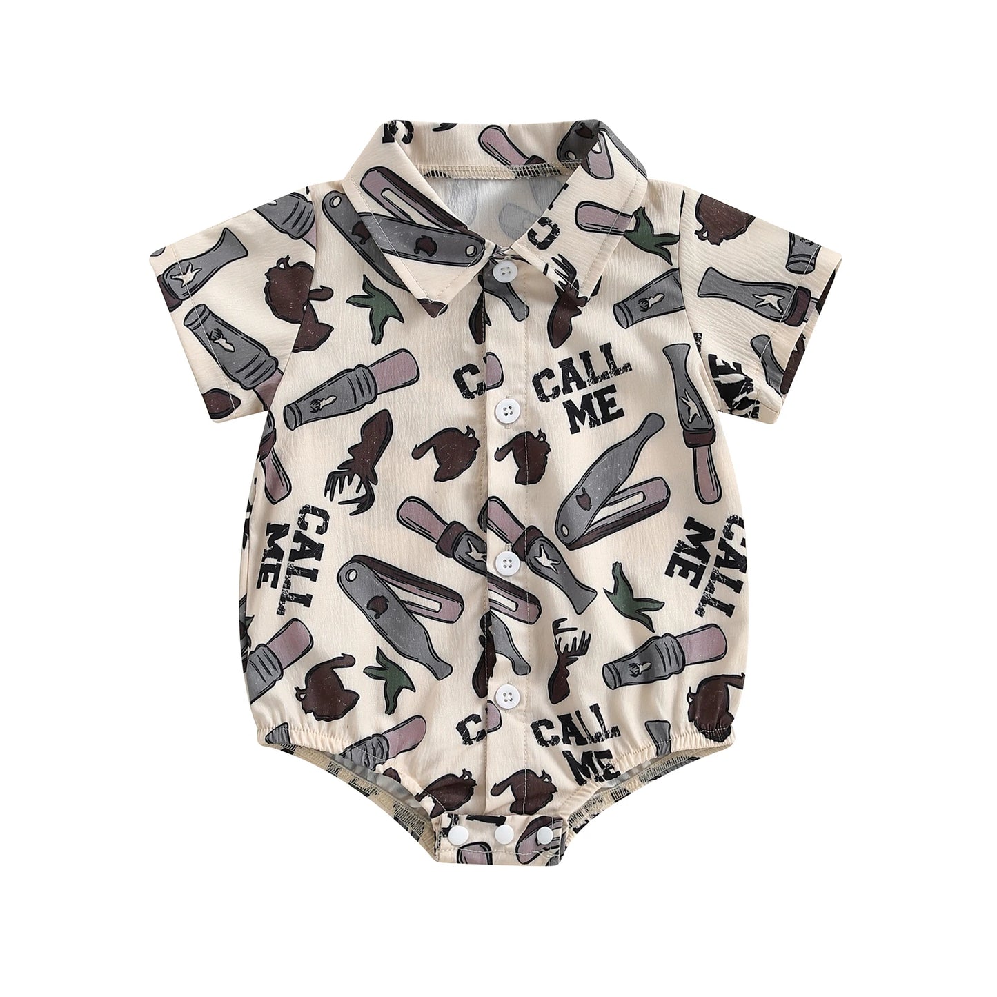 Baby Boys Gentleman Western Romper - Cartoon Print Button-up Bodysuit (0-18M)