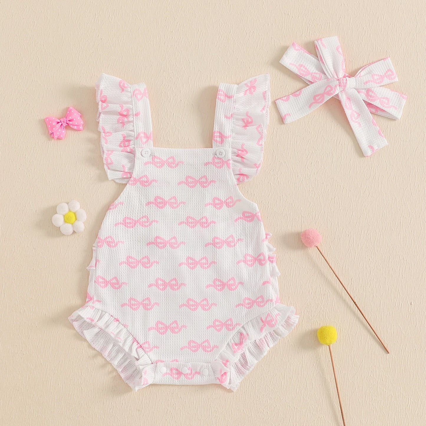 Lovely Baby Girls Romper Set with Headband (0-18M)
