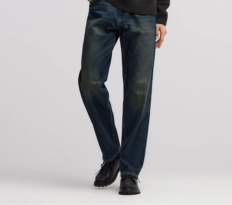 Vintage Loose Fit Jacquard Straight Leg Jeans - Men's Fashion Denim
