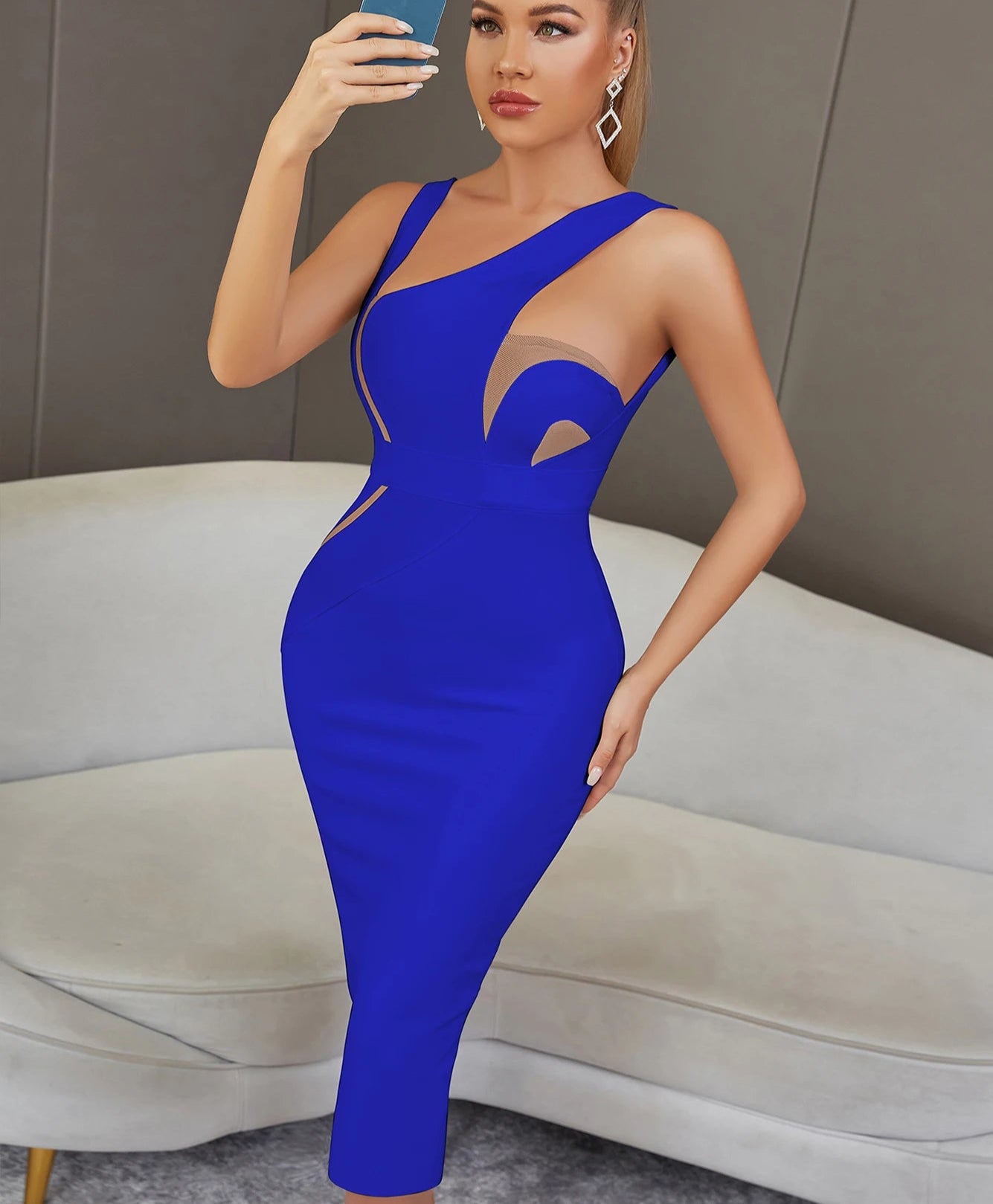 Backless Bandage Midi Dress - Sleeveless Bodycon Party Dress