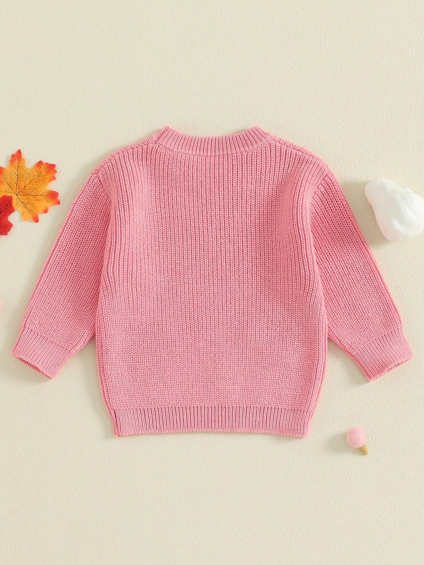 Baby Halloween Knit Sweater - Letter Ghost Pumpkin Spider Web Embroidery